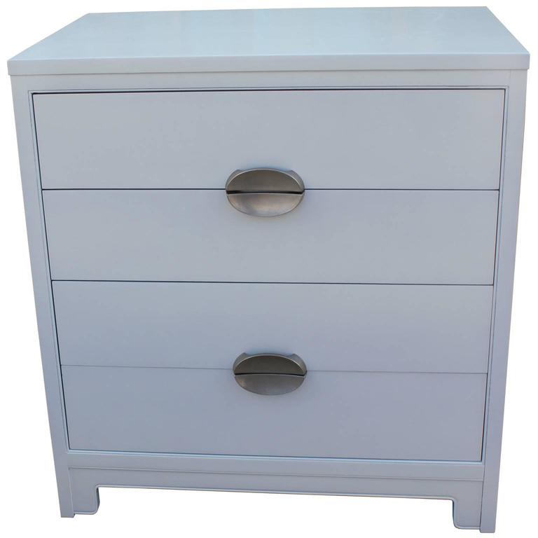 Pair of Clean Lined Modern Bachelor's Chests in White Lacquer at 1stdibs
