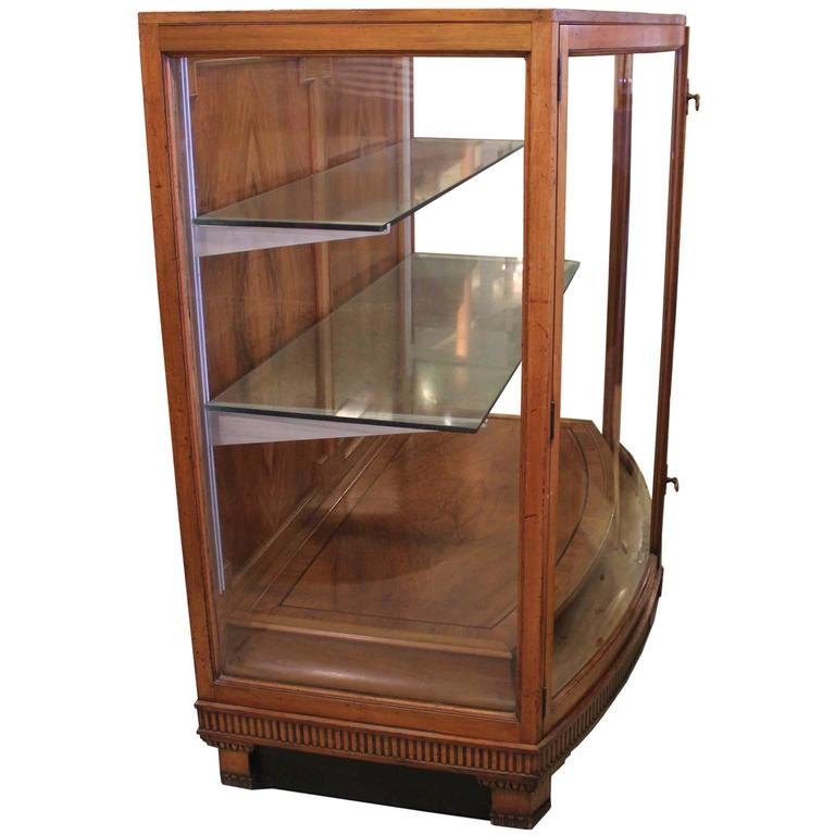 Modern French Regency Vitrine or Display Case with Curved Glass and