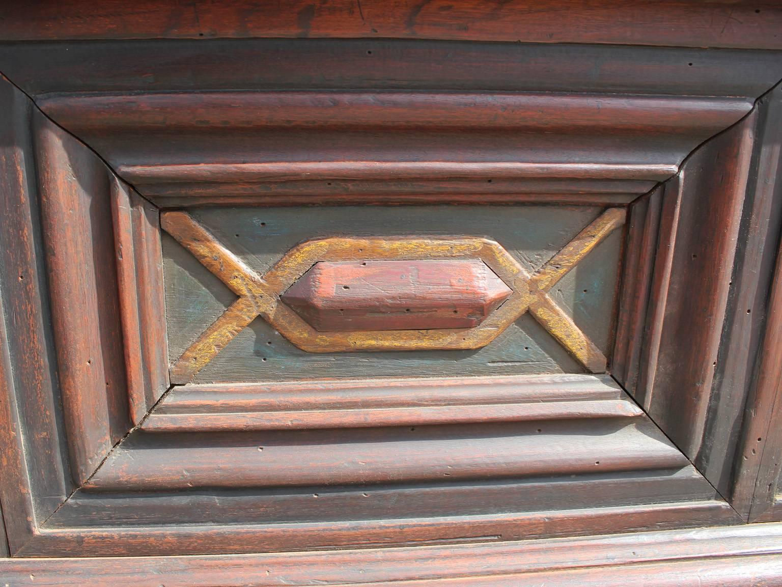 European Wonderful Heavy Ornate Large Chest with Black Hammered Hardware