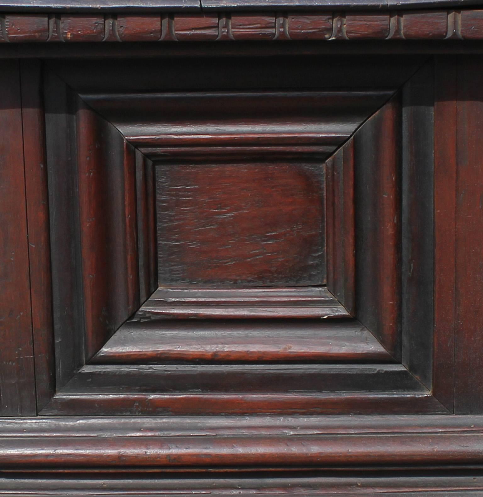 20th Century Wonderful Heavy Ornate Large Chest with Black Hammered Hardware