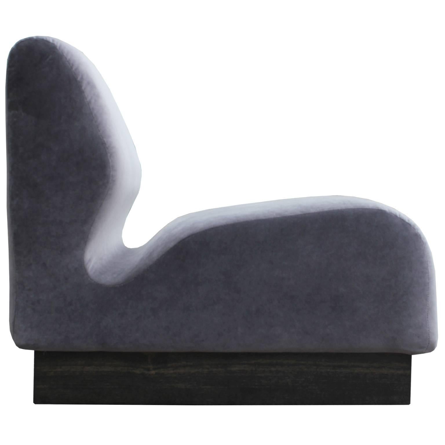 grey velvet slipper chair