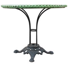 Beautiful French Garden Table Topped with Green Porcelain Saint Jane De Fos