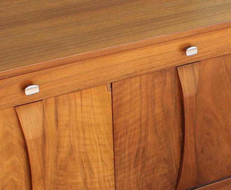 Sculptural Walnut Sideboard with Chrome Hardware at 1stDibs