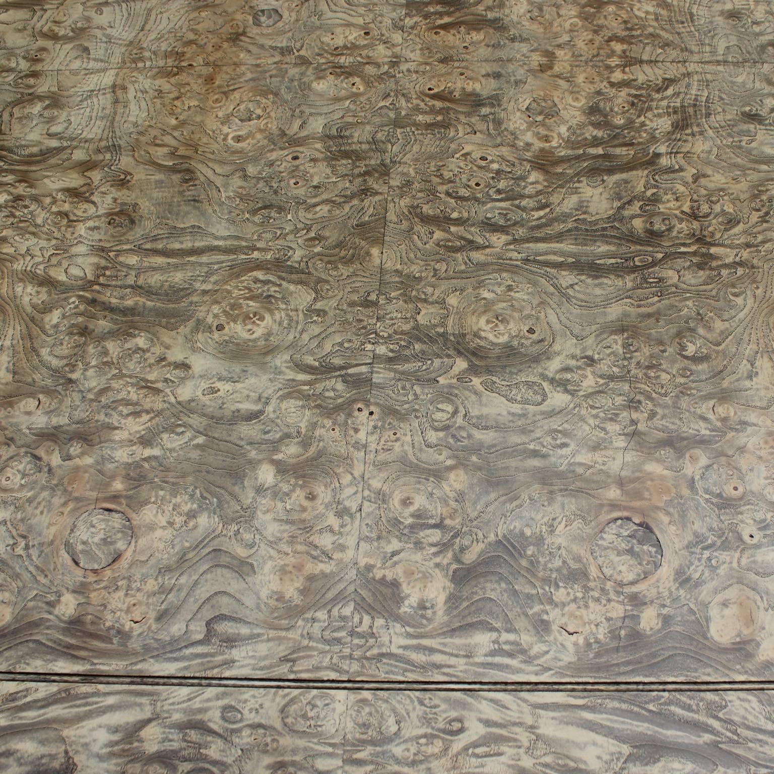 Monumental Modern Two Tone Burl Wood Rectangular Dining Table In Excellent Condition In Houston, TX