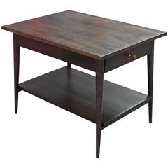 Pair of Paul McCobb for Planner Group Walnut Modern Side Tables with Brass Pulls
