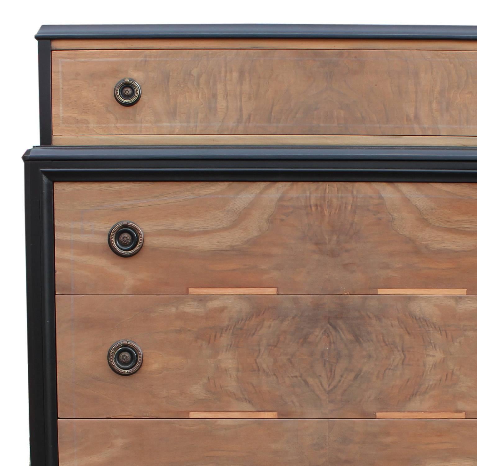American Stunning Two Tone Bleached and Black Modern Chest with Brass Handles