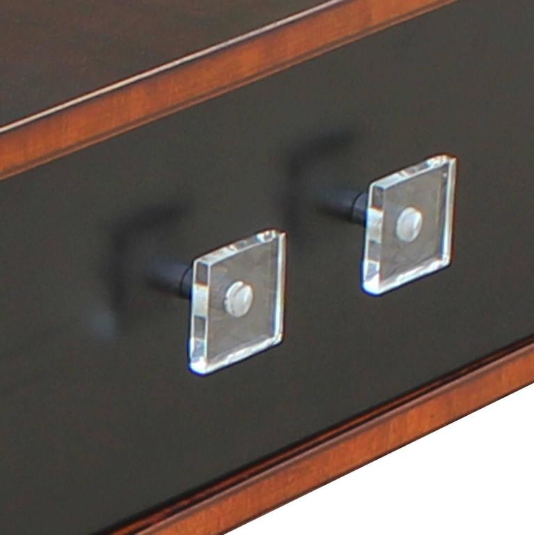 Elegant Pair of Modern Two Tone End Tables / Nightstands with Lucite