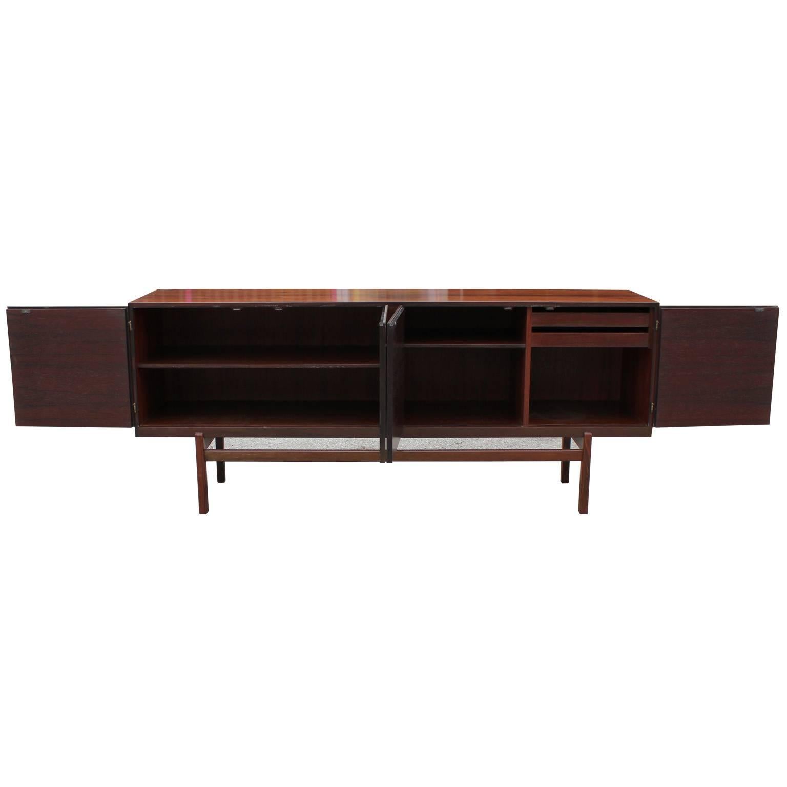 Mid-Century Modern Clean Lined Rosewood Danish Modern Sideboard or Credenza