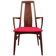 Set of Six Koefoeds or Hornslet Modern Danish Teak Dining Chairs Red Cushioned