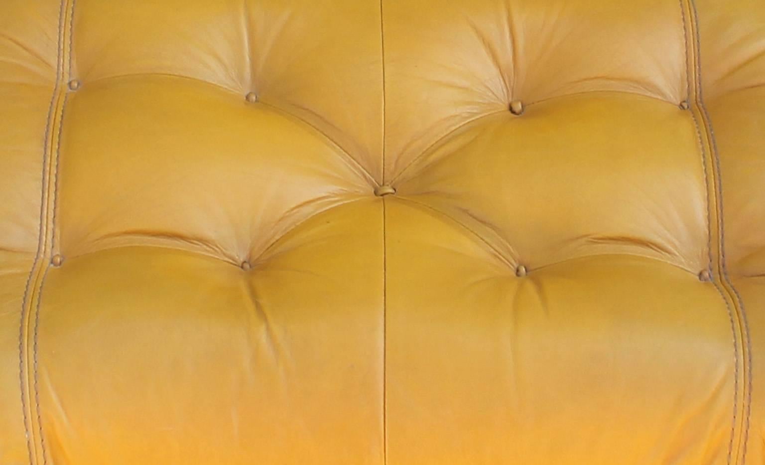 Modern Percival Lafer Brazilian Mustard Yellow Lounge Chair with Ottoman