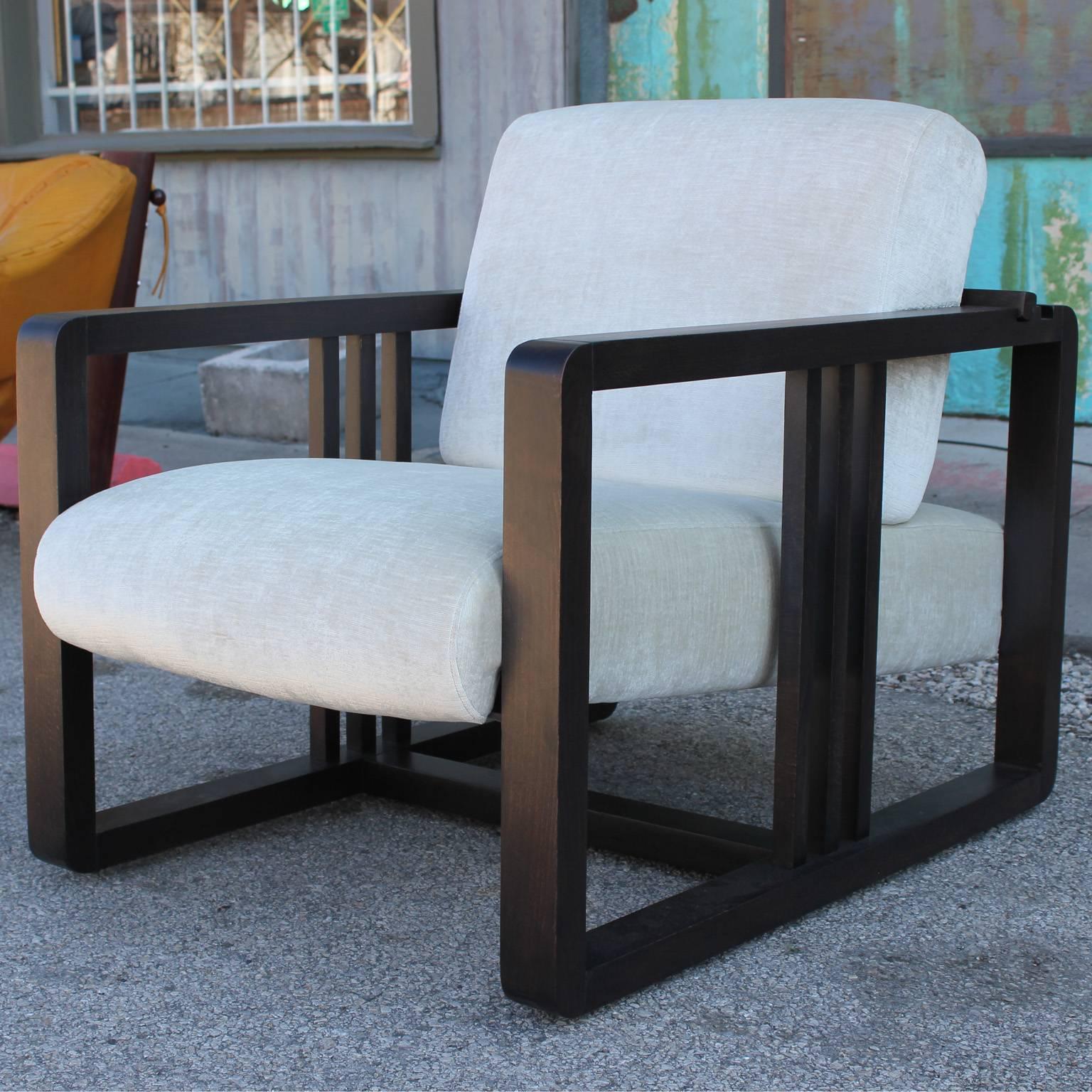 French Roche Bobois Frank Lloyd Wright Style Pair of Adjustable Modern Lounge Chairs