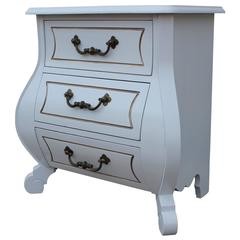 White Pair of Modern Bombay Chest/Nightstands with Brass Hardware