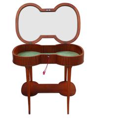 European Bone Shaped French Display / Vitrine Table Lined with Green Fabric