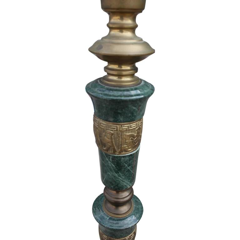 Pair Of Green Marble And Brass Modern Floor Lamps At 1stdibs