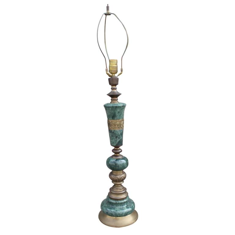 Pair of Green Marble and Brass Modern Table Lamps at 1stDibs green