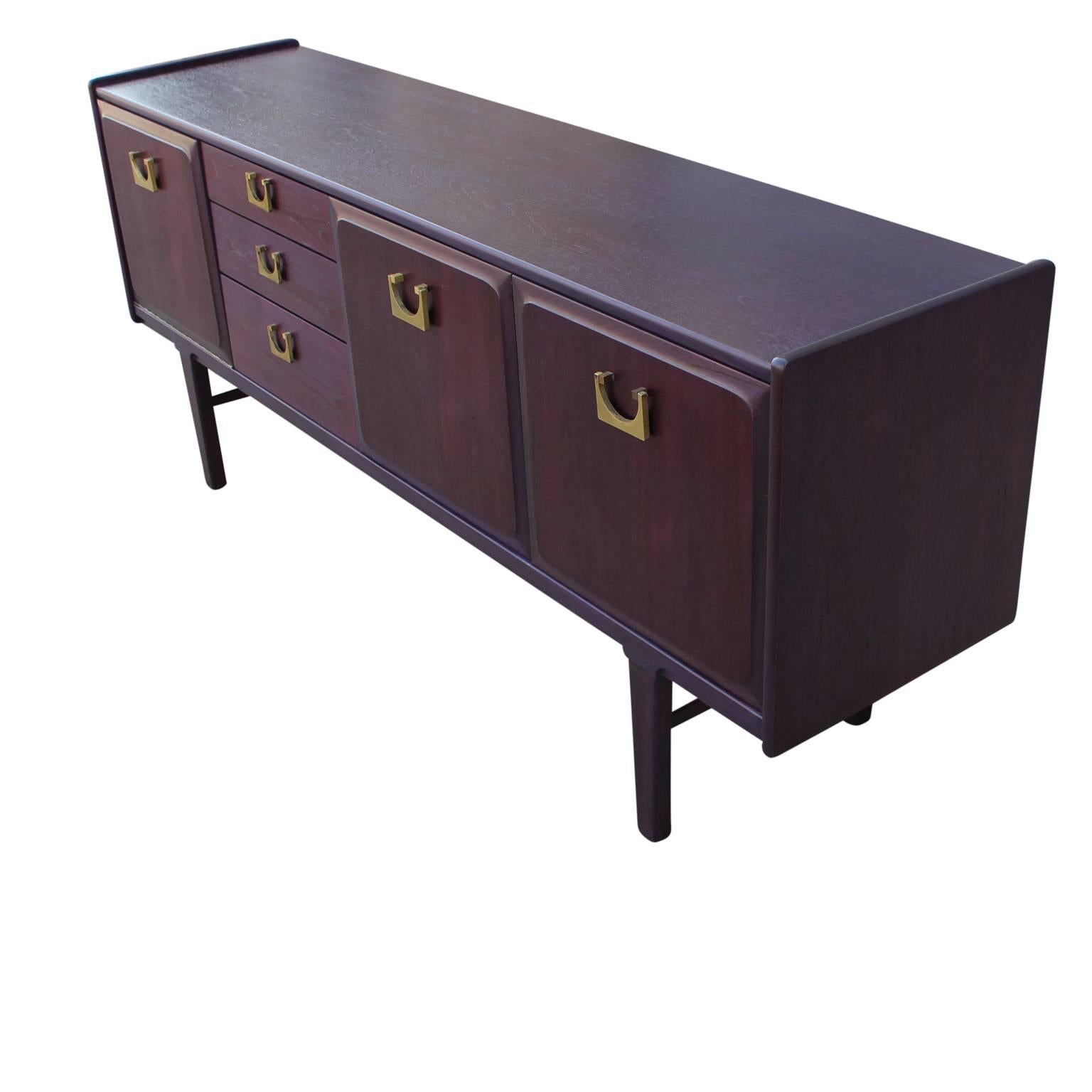 Modern Purple Dyed Sideboard / Credenza With Brass Hardware In Excellent Condition In Houston, TX