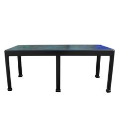 Modern Rectangular Leather Topped Tommi Parzinger Style Ebony Coffee Table