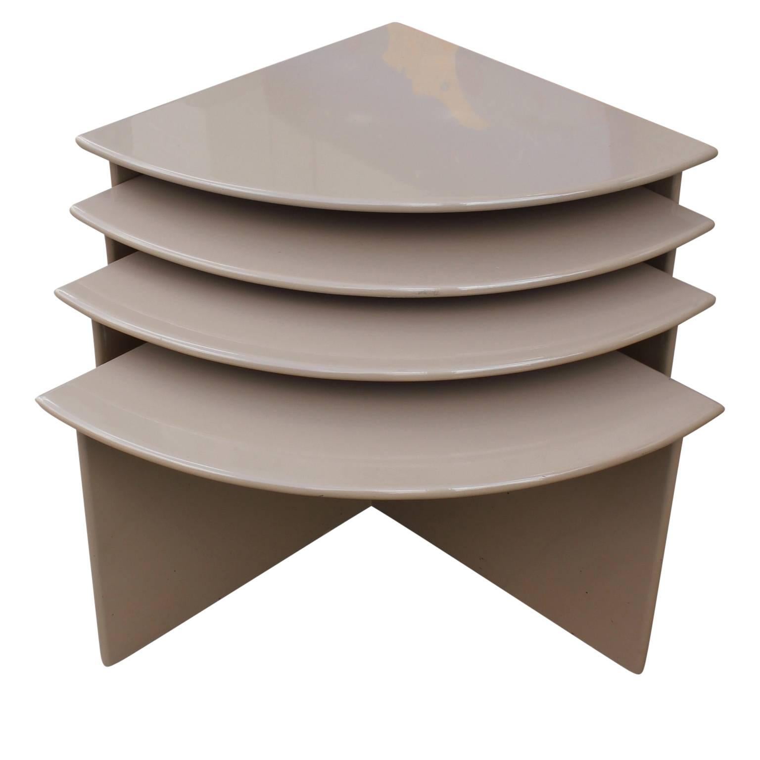 Set of Four Nude Modern Lacquer Nesting / Stacking Tables