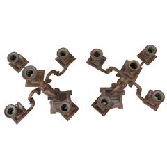 Pair of Antique French Boulle Candelabras