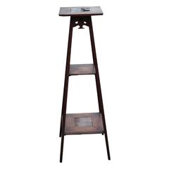 Arts and Crafts Wooden Stand with Decorative Inlay