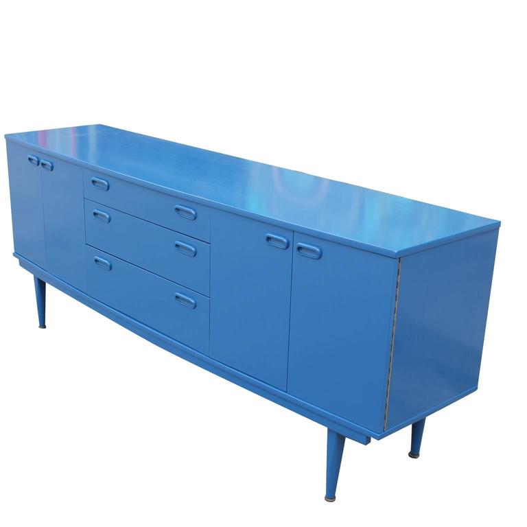 Modern Blue Lacquered ThreeDrawer Sideboard at 1stDibs blue metal sideboard, modern blue