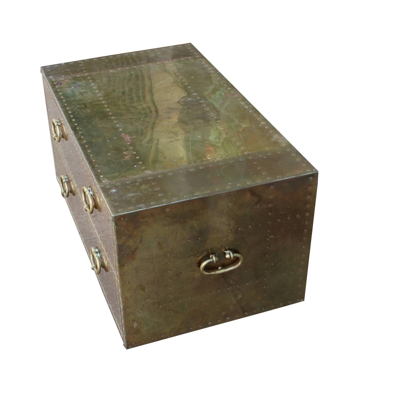 Sarreid Hollywood Regency Campaign chest in nice vintage condition with the right amount of patina and wear.