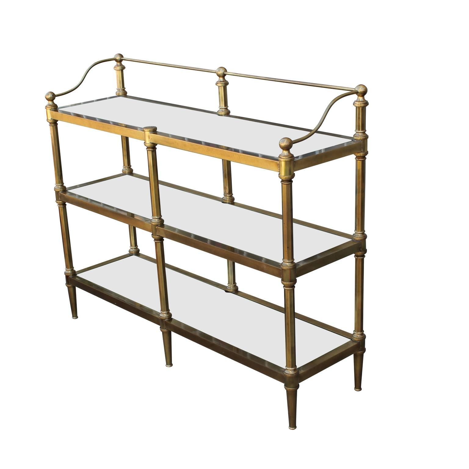 Solid Heavy Brass French Shelf or Display Table In Excellent Condition In Houston, TX