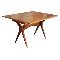 Italian Modern Ponti Style Flip-Top Console Table Brass Accents