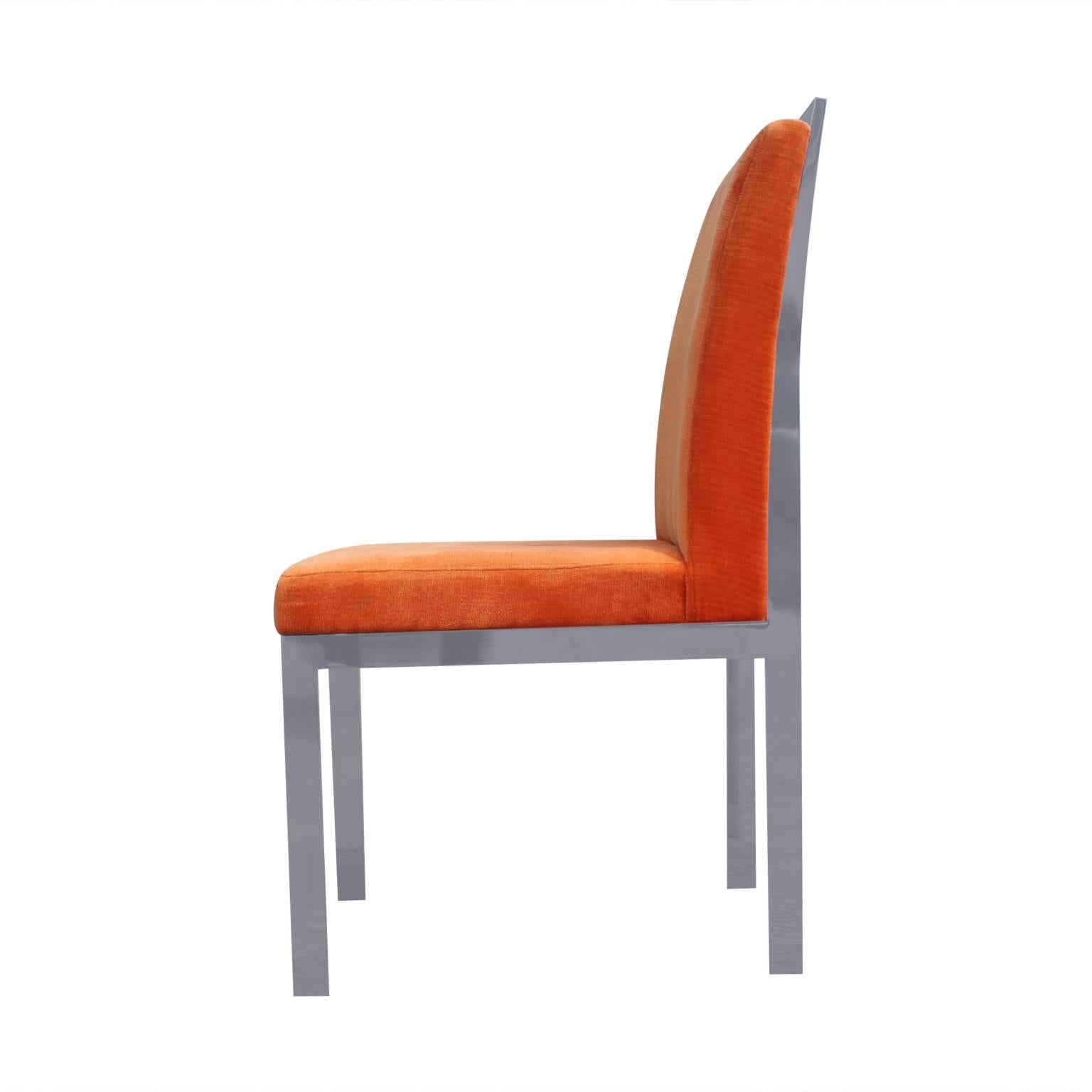 orange velvet dining chair