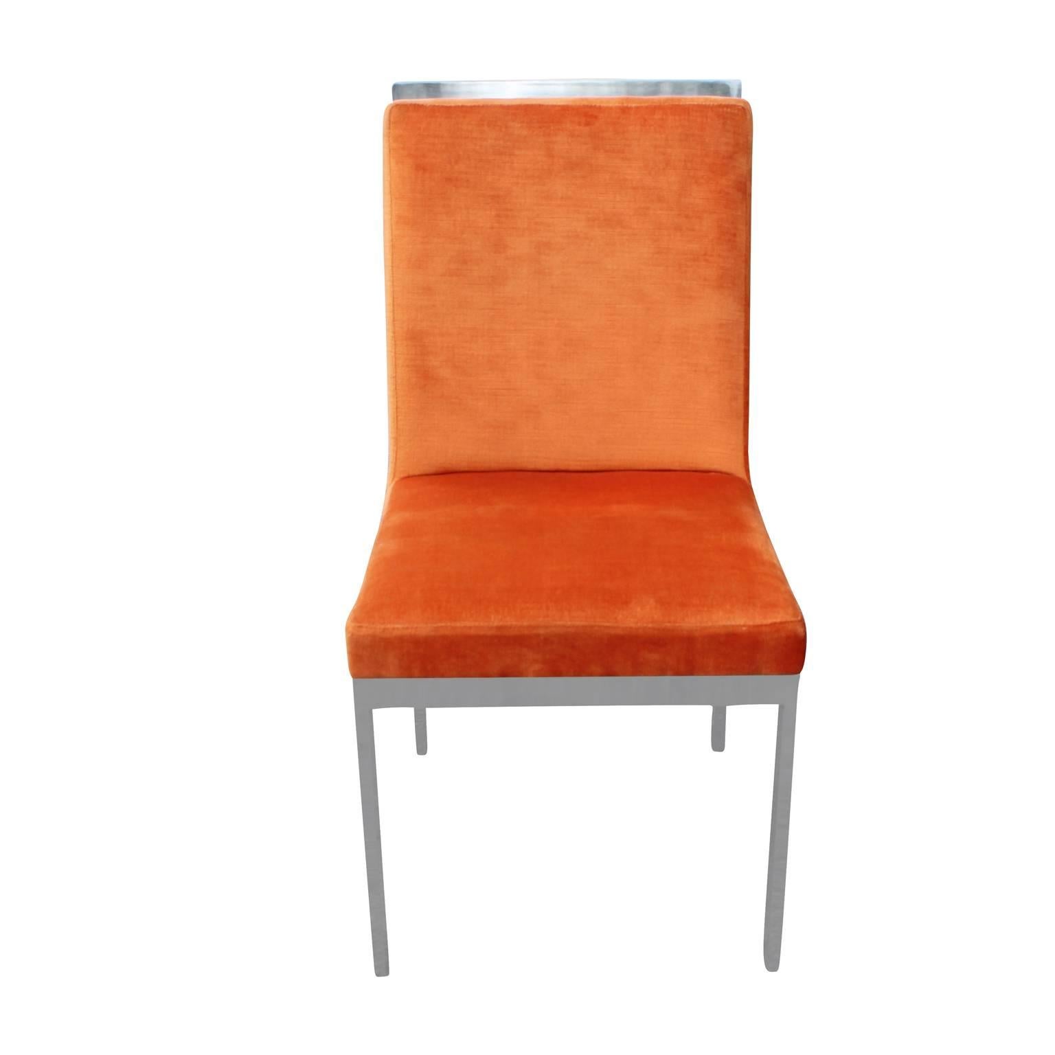 orange velvet dining chairs