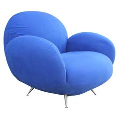 Bold Sculptural Modern Blue Italian Lounge Chair