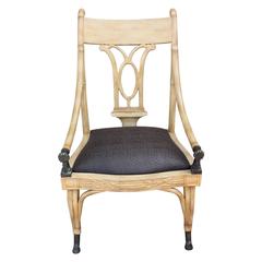 Set of Four Maitland Smith Horse Arm Light Dining Chairs