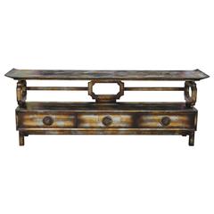 James Mont Asian Pagoda Top Console Table or Sideboard Silver Gold Leaf