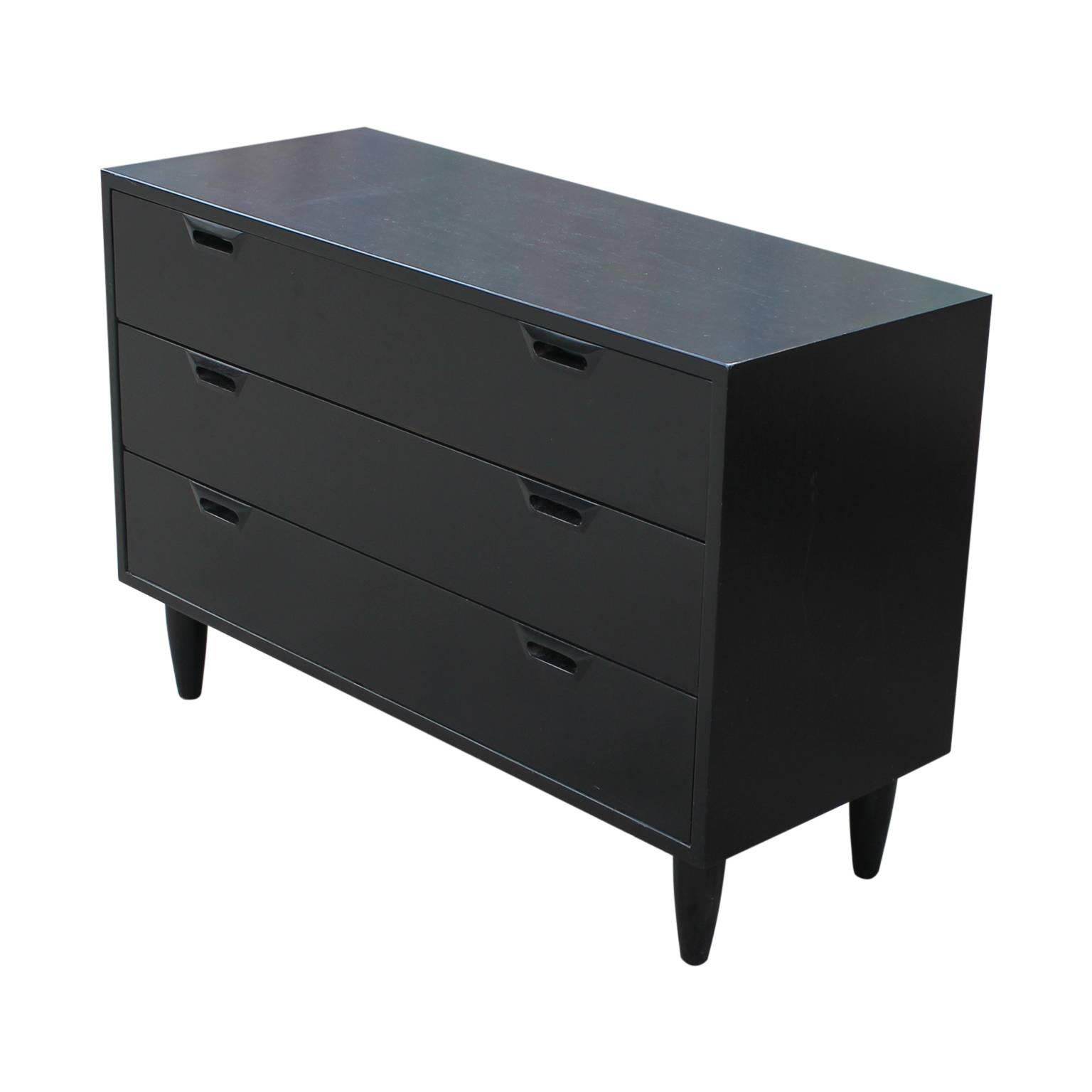Pair of Mid-Century Modern black chests of drawers designed by Sven Ellekaer for Albert Hansen as a part of their 