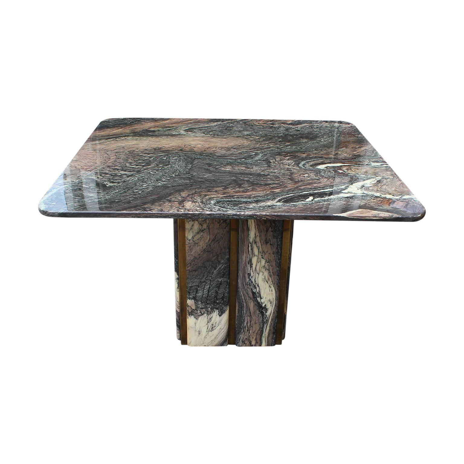 Brass and Marble Square Modern Italian Dining or Kitchen Table