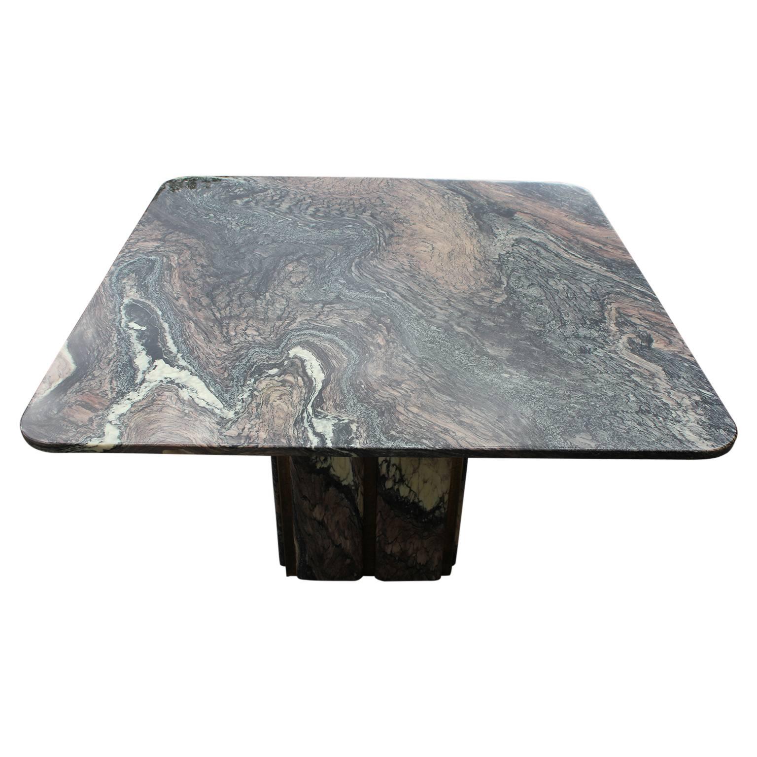 Brass and Marble Square Modern Italian Dining or Kitchen Table 1