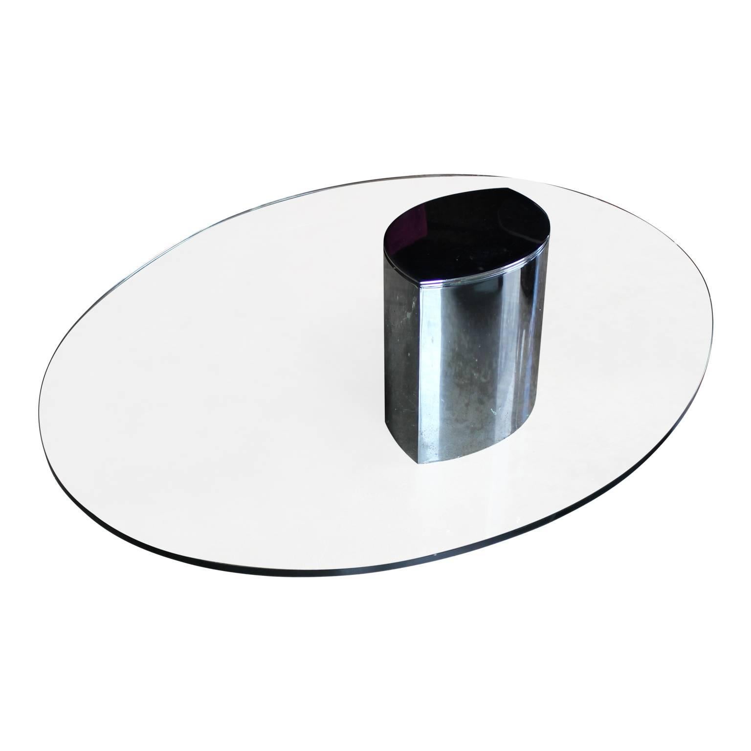 Mid-Century Modern Modern Cini Boeri for Knoll Chrome and Glass Lunario Coffee Table