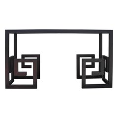 Modern Custom-Made Greek Key Console Table in Black