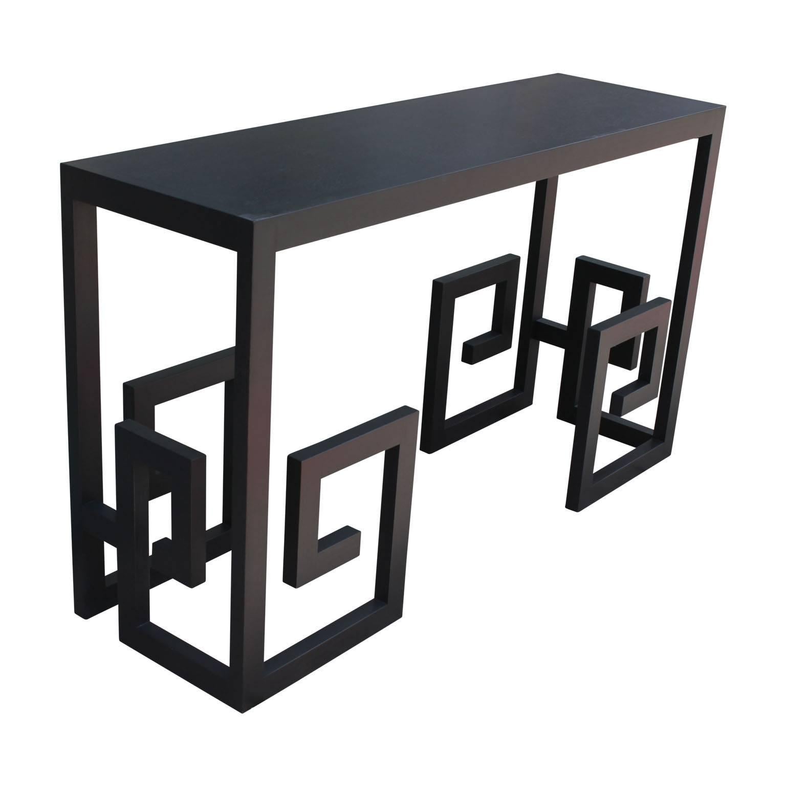 Contemporary Modern Custom-Made Greek Key Console Table in Black
