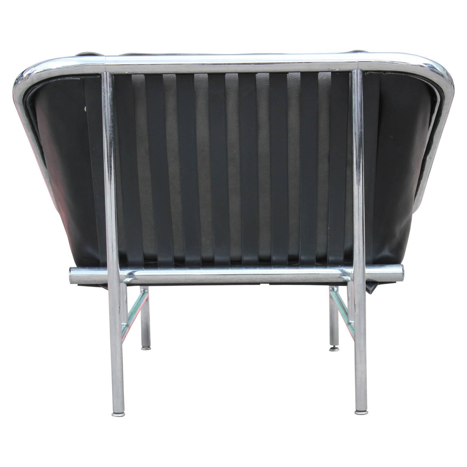 Mid-20th Century Modern George Nelson for Herman Miller Chrome and Leather Sling Chair IBM