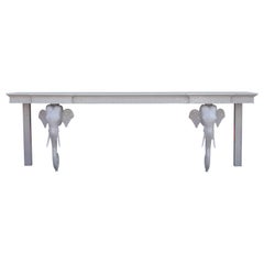 Hollywood Regency Modern Grey Lacquered Elephant Console Table by Gampel-Stoll