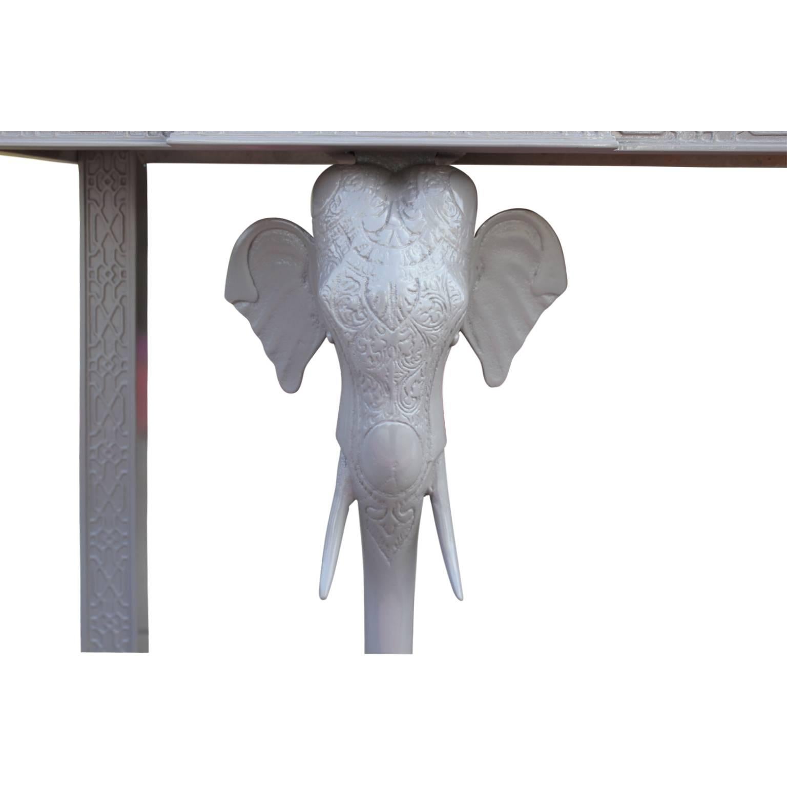 Hollywood Regency Modern Grey Lacquered Elephant Console Table by Gampel-Stoll 1