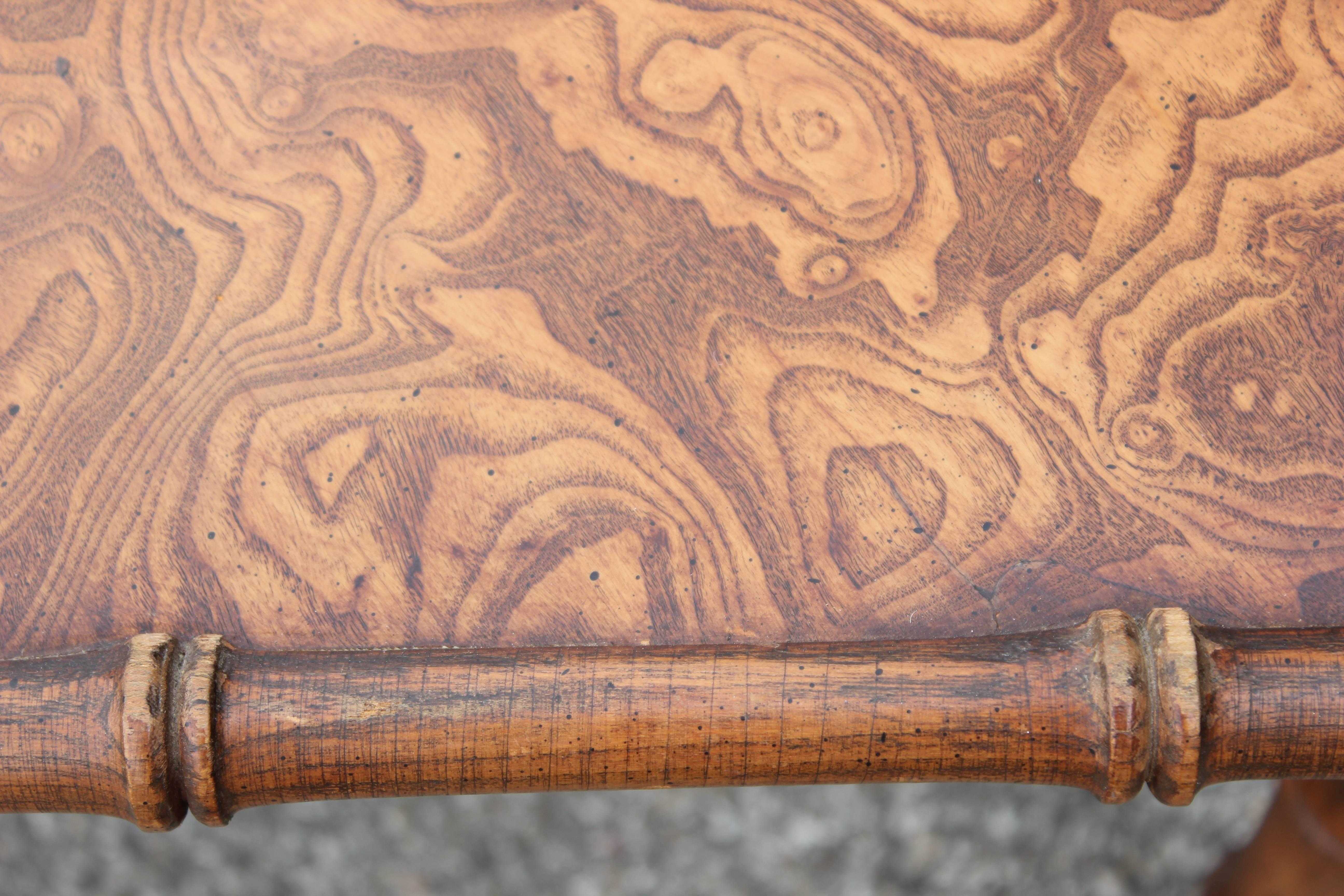 Mid-20th Century Modern Burl Walnut or Carpathian Elm Hexagonal Faux Bamboo Coffee Table