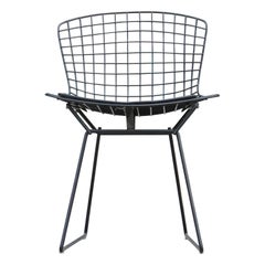 Modern Set of Four Harry Bertoia for Knoll Black Wire Dining Chairs