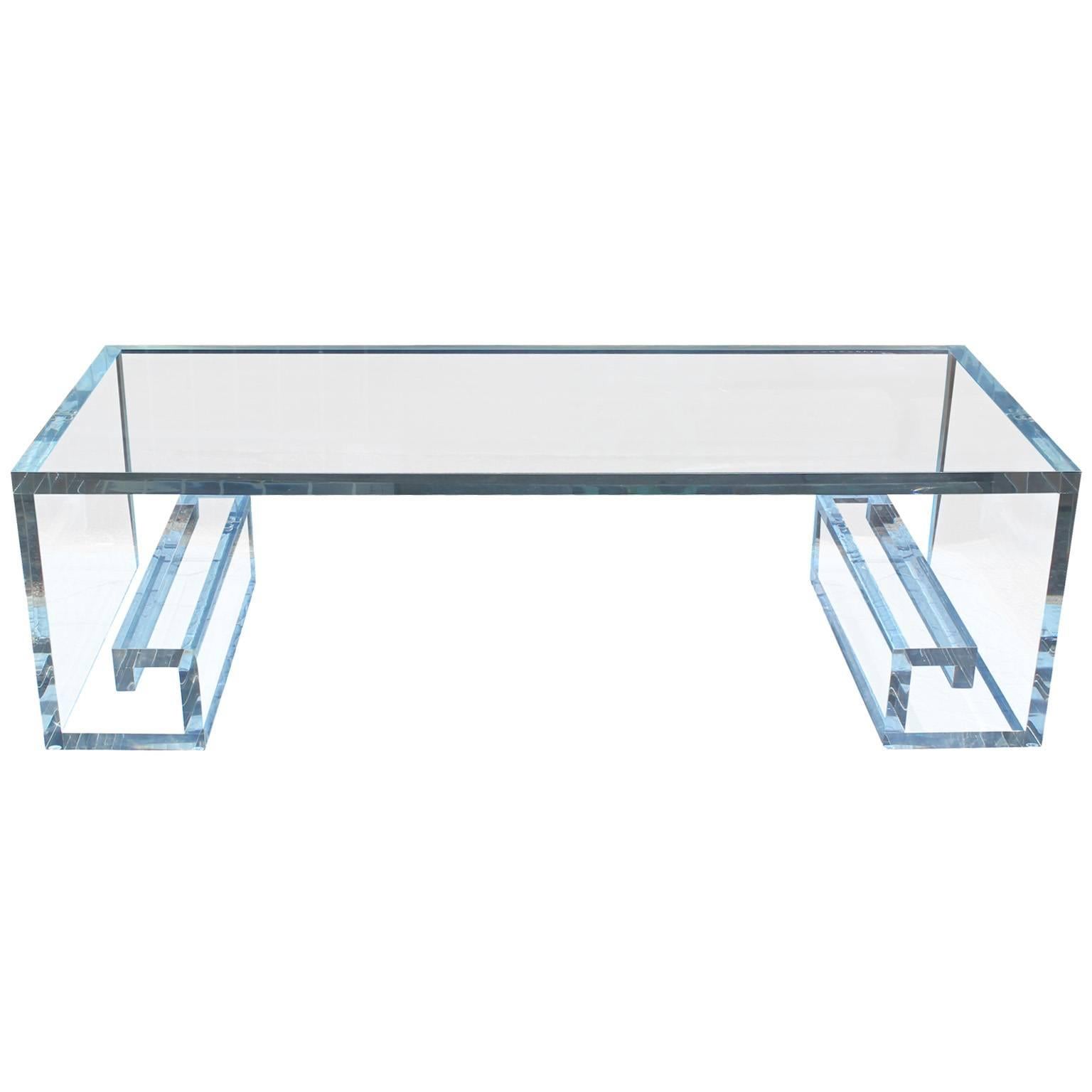 Greek Key Lucite Coffee Table at 1stDibs