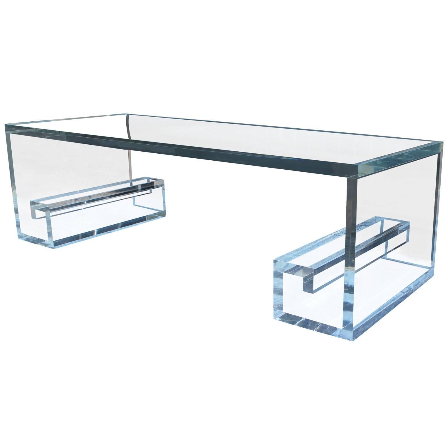 Greek Key Lucite Coffee Table at 1stDibs