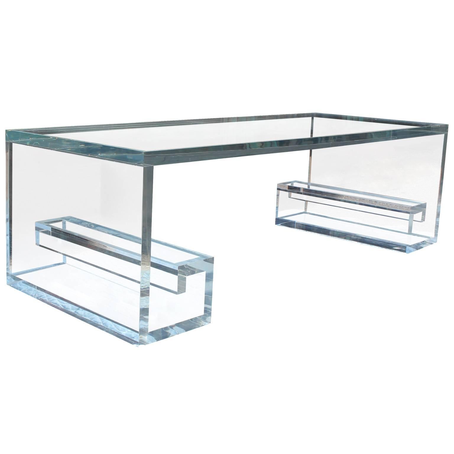 Greek Key Lucite Coffee Table at 1stDibs