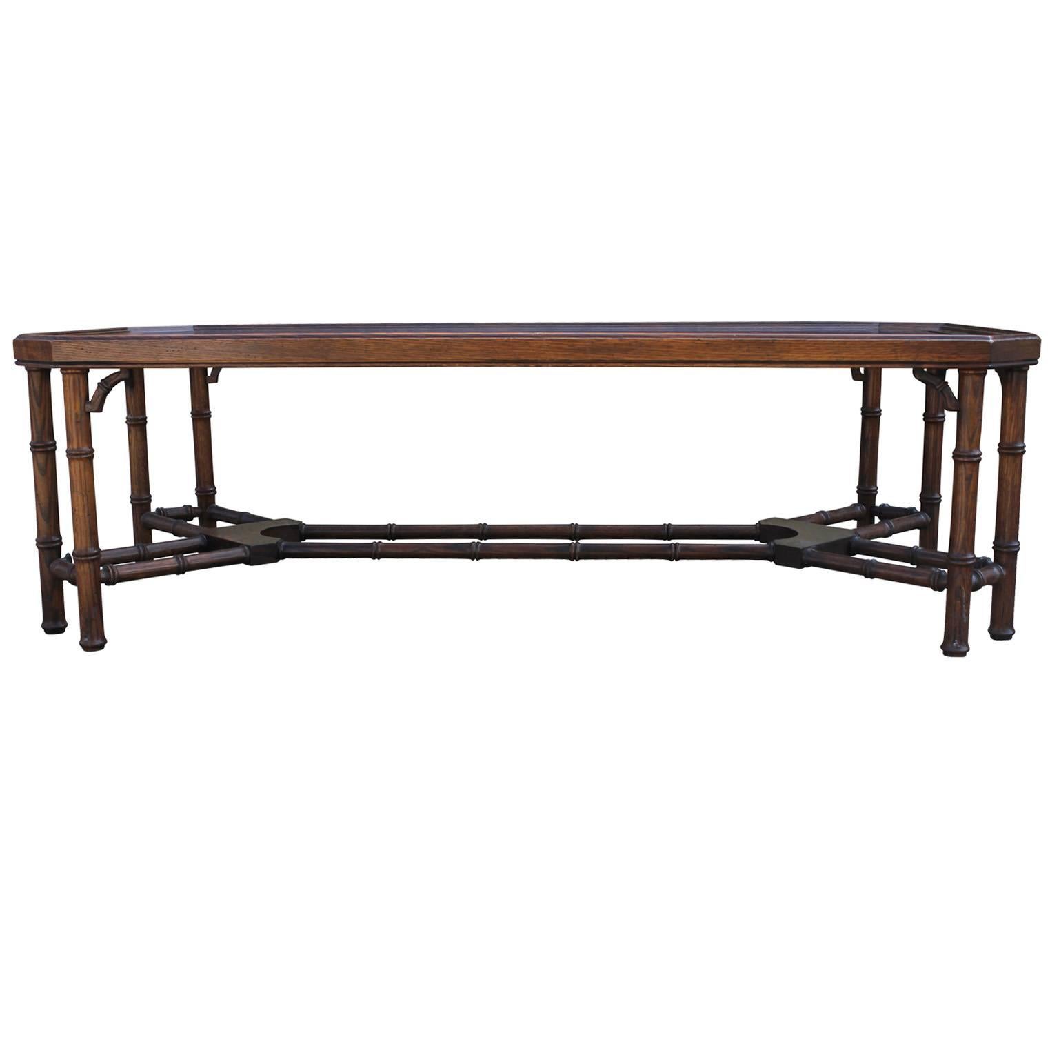 American Wonderful Rectangular Vintage Faux Bamboo Hollywood Regency Table