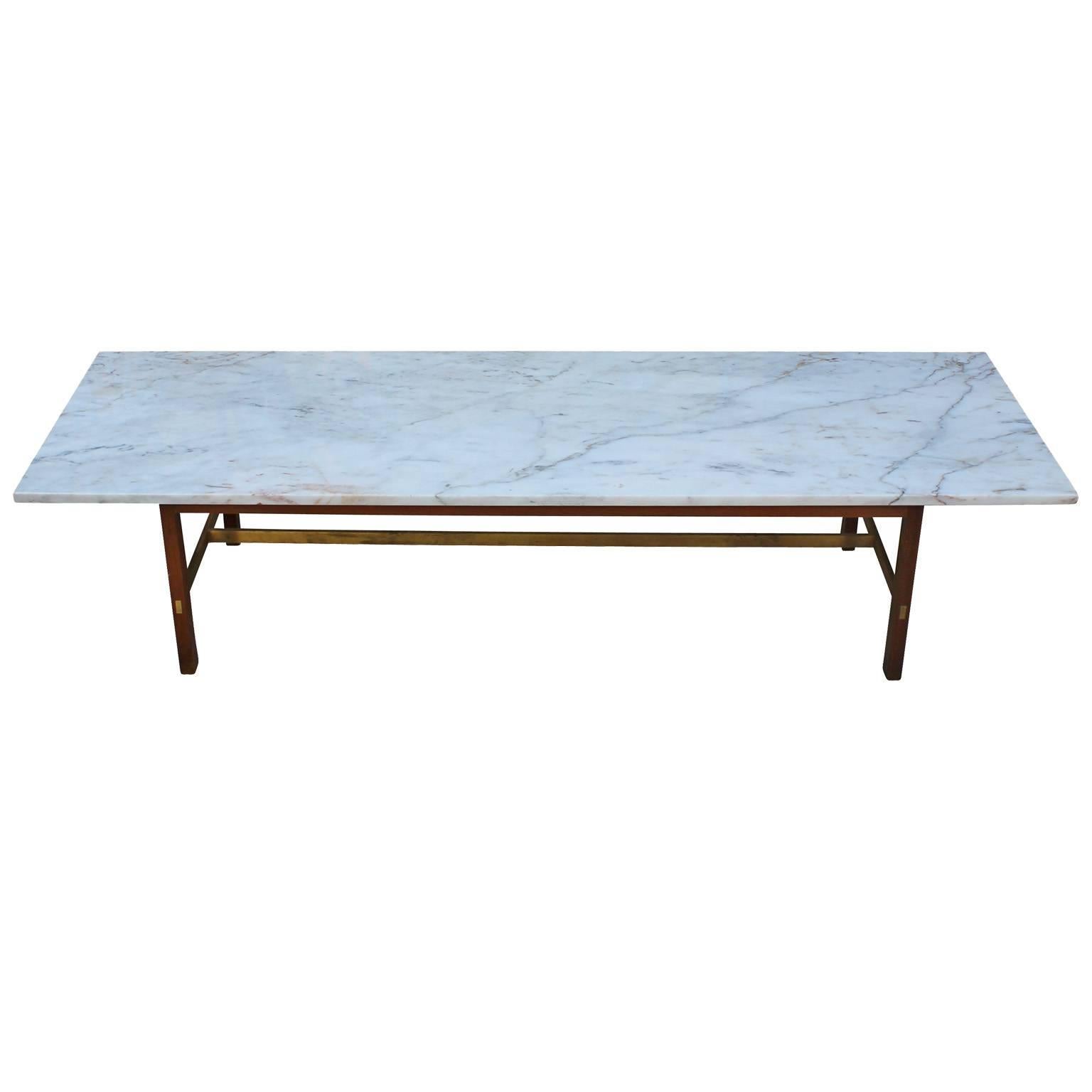 Mid-Century Modern Paul McCobb Marble and Brass Coffee Table