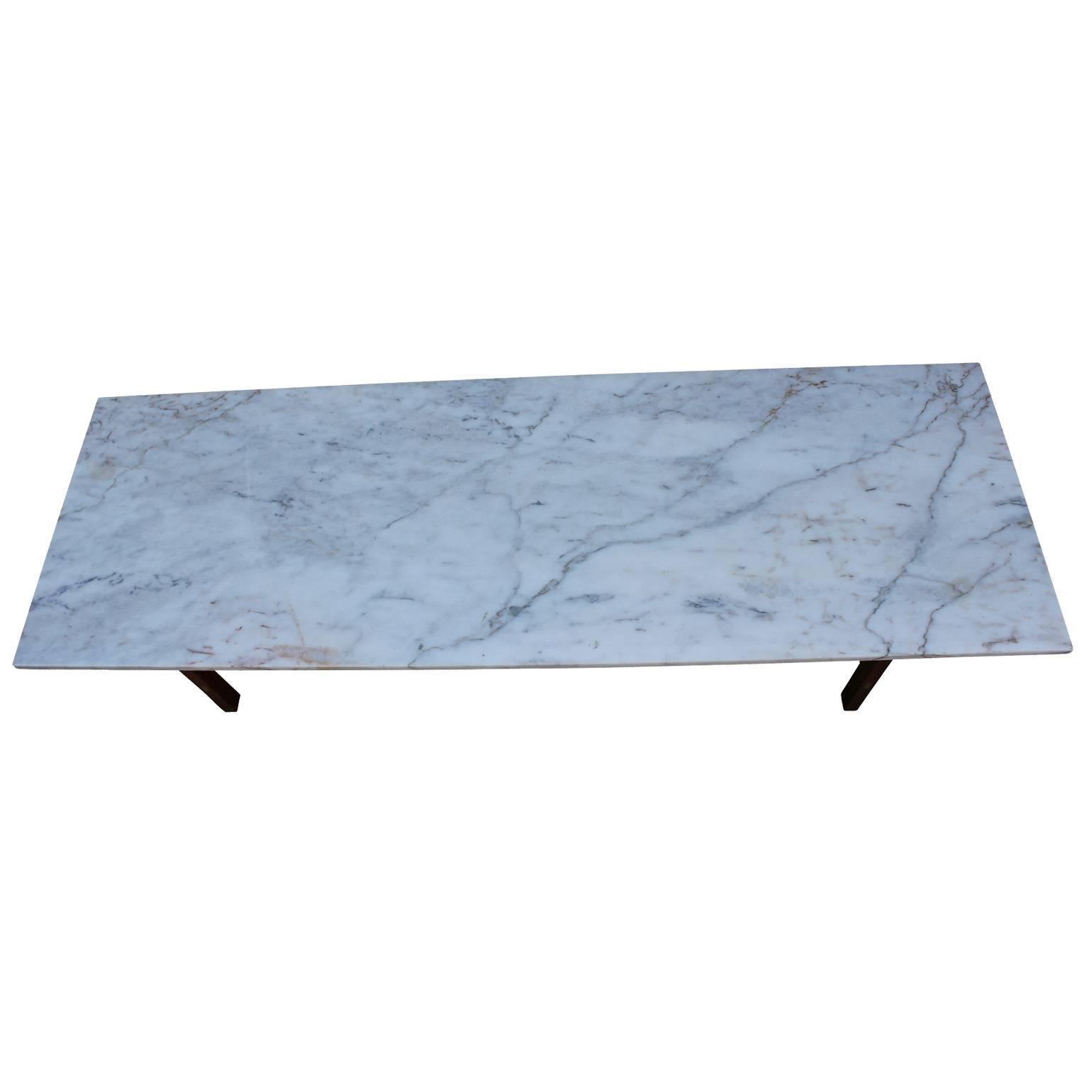 Paul McCobb Marble and Brass Coffee Table In Excellent Condition In Houston, TX